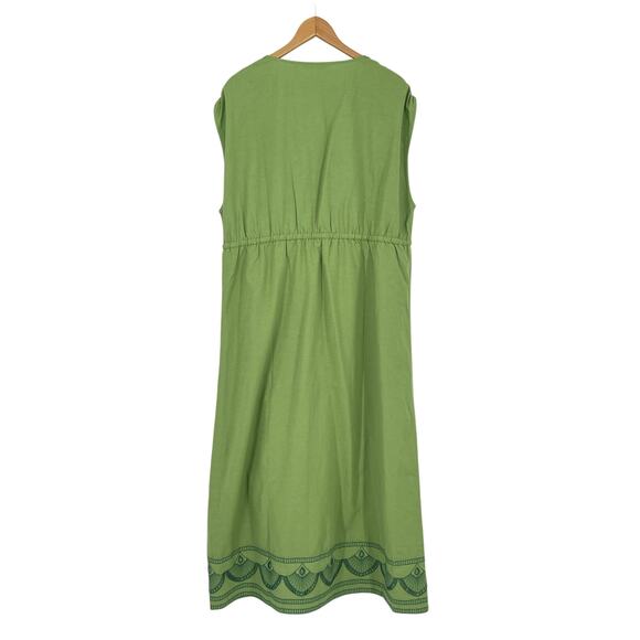{Soft Surroundings} Ellison Linen Blend Maxi Dress Sleeveless Embroidered - Picture 4 of 7